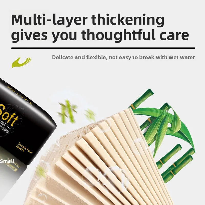 10-50 Packs, Four-layer Thickened, Bamboo Pulp Tissue Paper, 240 Sheets/pack, 60 Sheets/pack, Toilet Paper And Facial Tissue