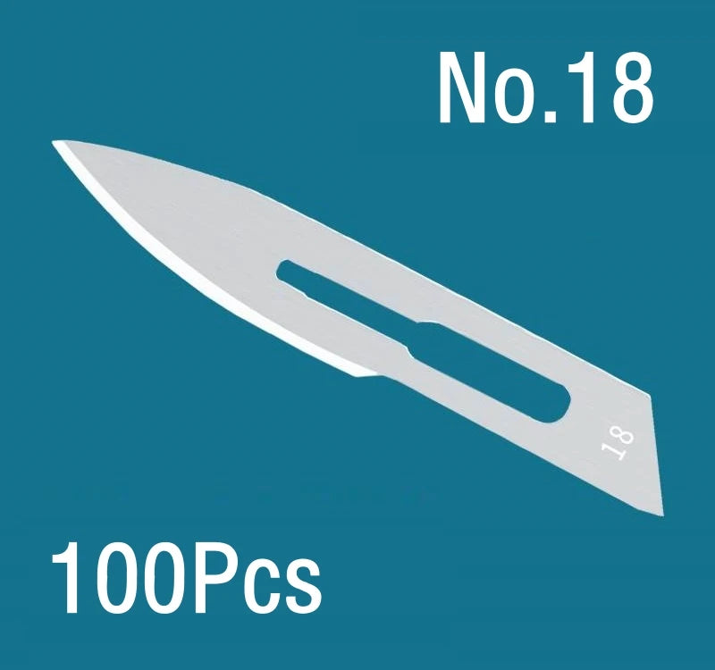 100Pcs Surgical Scalpel Blades Set - Sterilized Medical Grade Blades with Handle for Precision Cutting