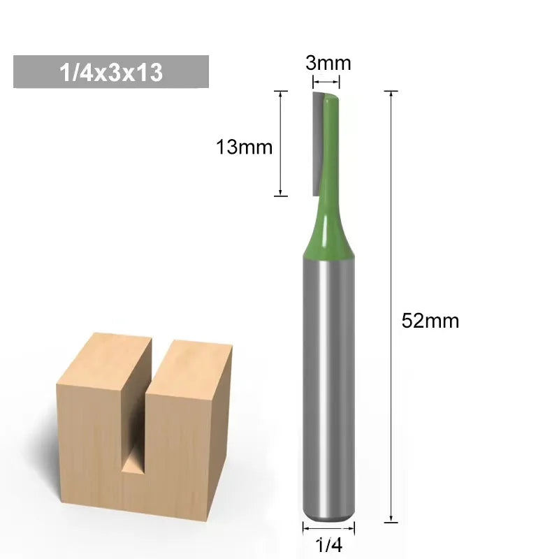 Tungsten Carbide Router Bits 1/4" 6mm Shank - Single & Double Flute Straight Milling Cutter Set