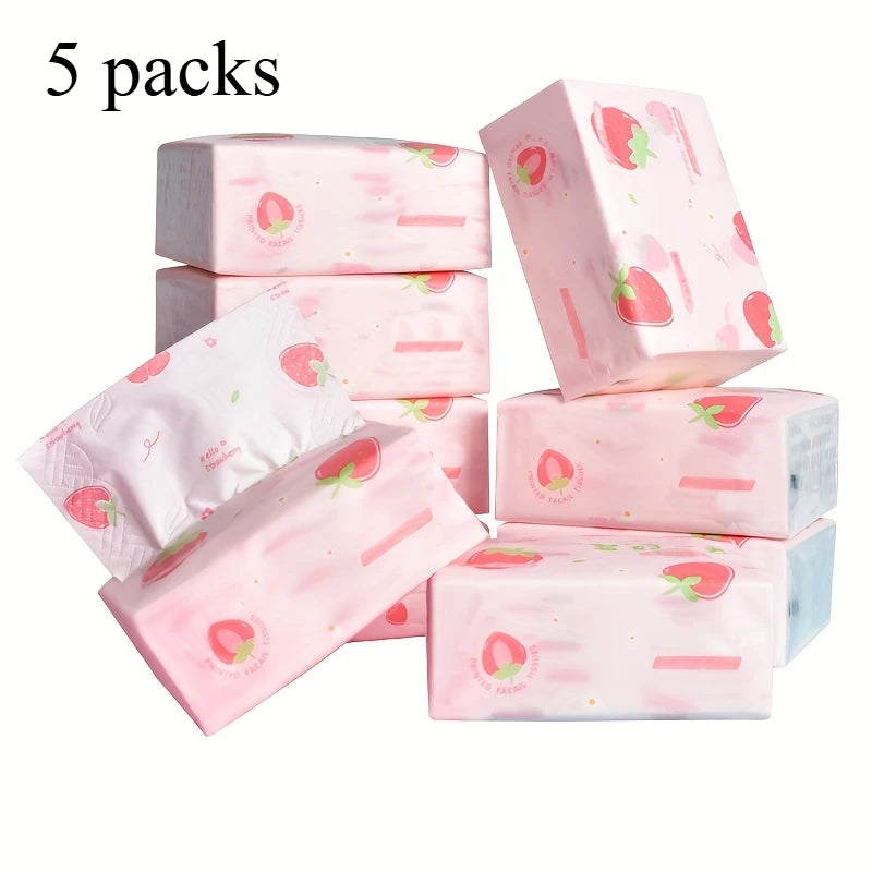 1 Pack/5 Packs  of Strawberry Printed 4-layer Soft Paper, Household Paper, Toilet Paper, Napkins, Kitchen Paper