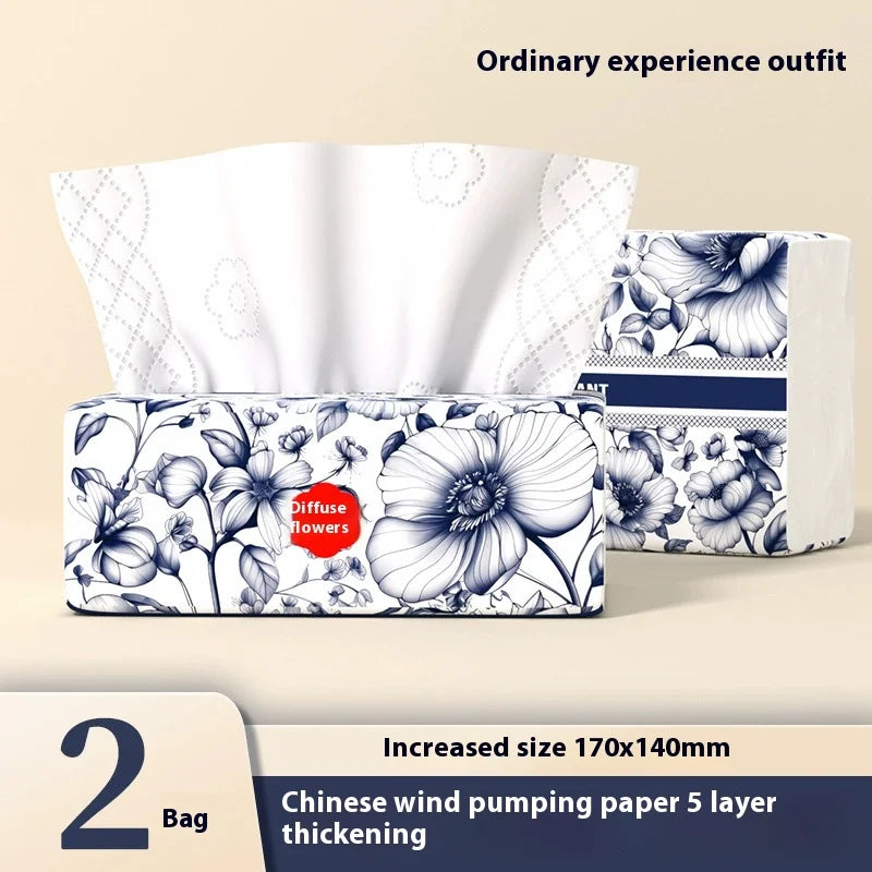 Chinese Style Drawer Tissues - 400 Sheets Thickened Facial Tissue | 8-Pack