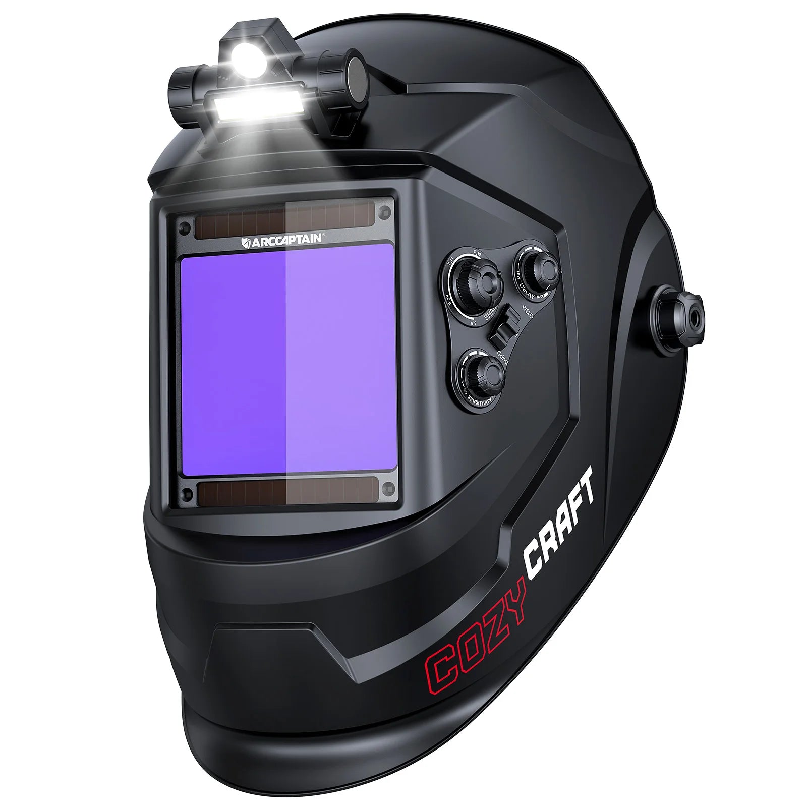 ARCCAPTAIN Auto-Darkening Welding Helmet with LED Light - 4 Arc Sensors True Color