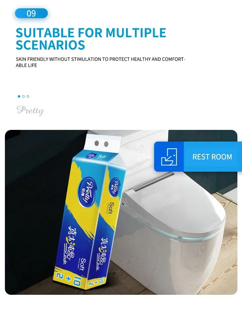 12 Rolls of Full Box of Roll Paper Five Layers of Thickened Core Roll Toilet Paper Toilet Paper