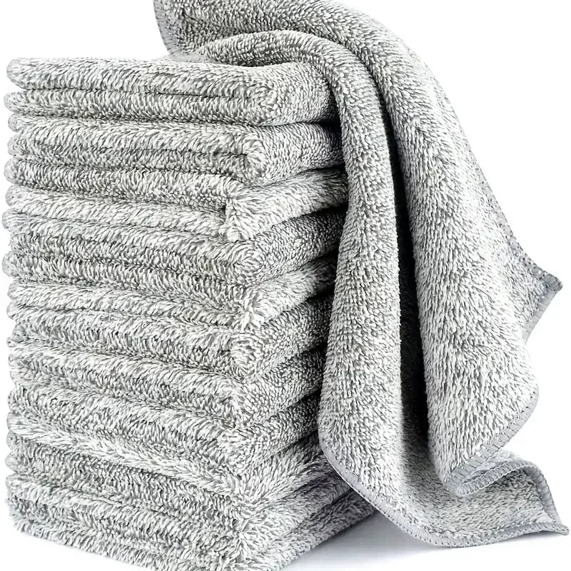 Bamboo Charcoal Dishcloths - Super Absorbent Anti-Grease Kitchen Cleaning Cloths (1-50 Pack)