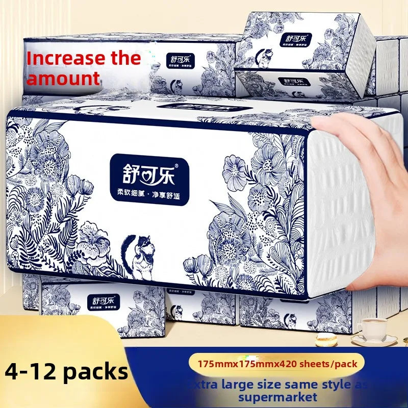 4-12 Packs Of Oversized Toilet Paper, 5 Layers Thick, 420 Sheets/pack, 84 Packs/pack, Napkins, Hand Wipes, Toilet Paper