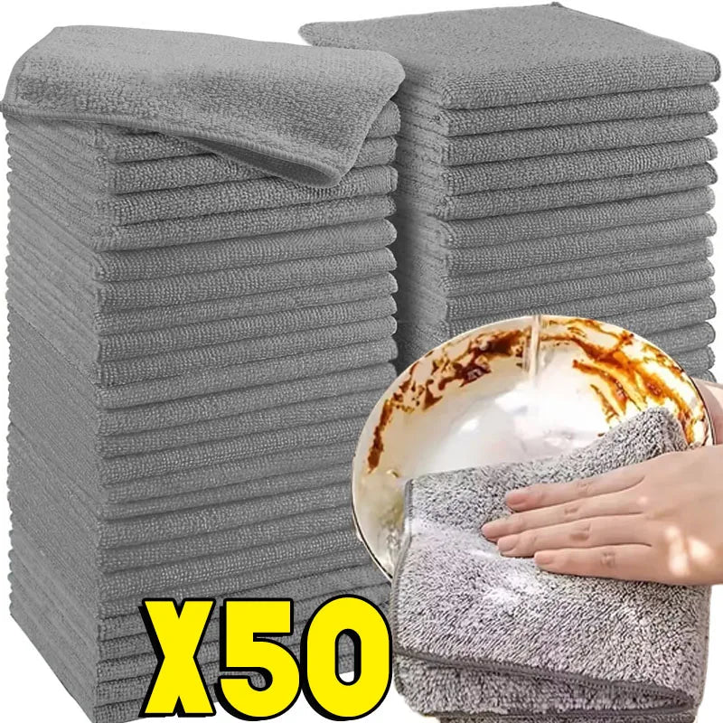 Bamboo Charcoal Dishcloths - Super Absorbent Anti-Grease Kitchen Cleaning Cloths (1-50 Pack)
