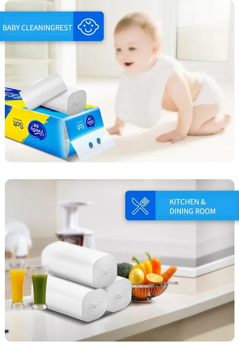 12 Rolls of Full Box of Roll Paper Five Layers of Thickened Core Roll Toilet Paper Toilet Paper