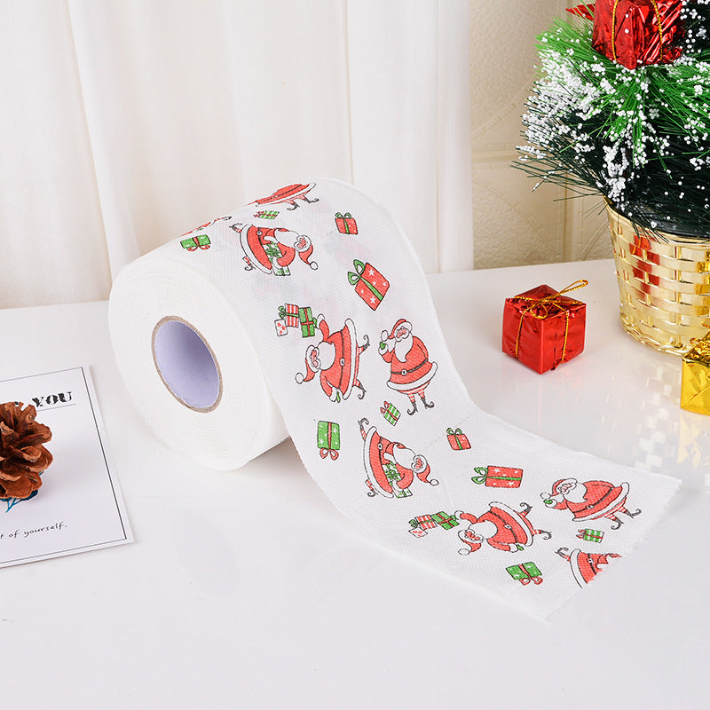 Wood Pulp Eco - Friendly Christmas Toilet Roll Paper Home Santa Claus Bath Toilet Roll Paper Christmas 240 Leaves (Inventory: 205,000 stocks)