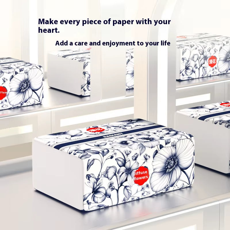 8 Packs of Household Drawer Paper Enlarged and Thickened 400 Napkins Chinese Style Large Pack of Toilet Paper Log Facial Tissue