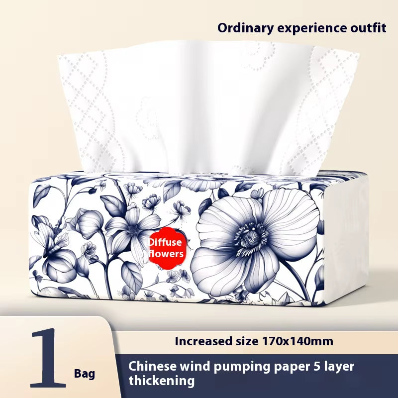 8 Packs of Household Drawer Paper Enlarged and Thickened 400 Napkins Chinese Style Large Pack of Toilet Paper Log Facial Tissue